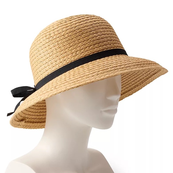 NWT LC Lauren Conrad Straw Short Brim Bucket Hat One Size - Picture 2 of 2